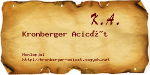 Kronberger Acicét névjegykártya